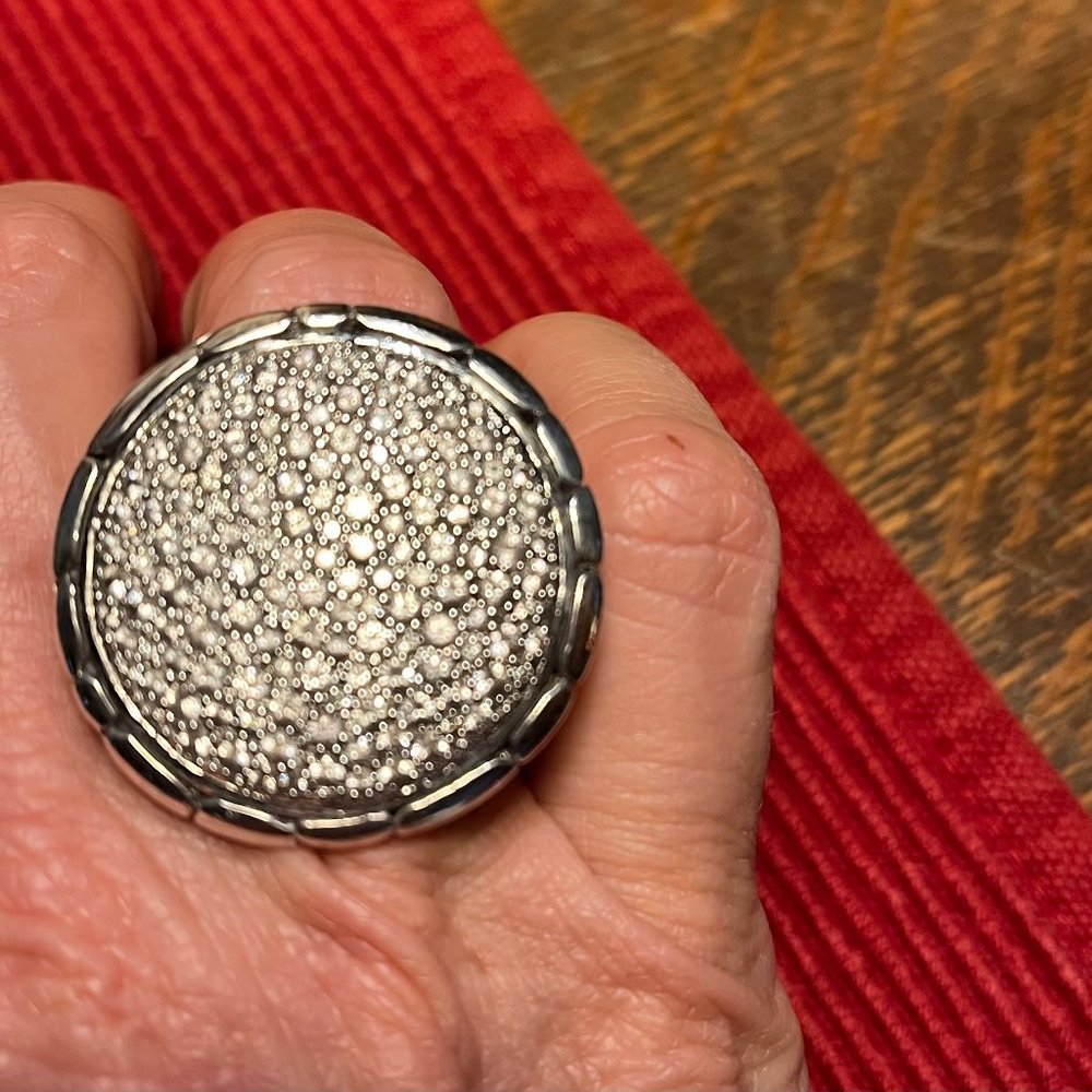 John Hardy White Sapphire Lavafire Kali Large Round Ring - Size 7 - Picture 9 of 10